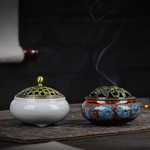 窑变盘香冰裂香炉插香炉家用室内檀香炉创意摆件义乌香炉陶瓷批发