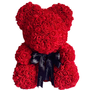 Artificial rose bear Valentine's Day gift rose bear gift box eternal flower foam bear factory wholesale