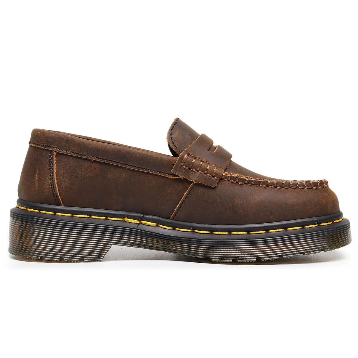 IBDE: модные кожаные лоферы, повседневная обувь из натуральной кожи Crazy Horse Dark Brown, 3 см