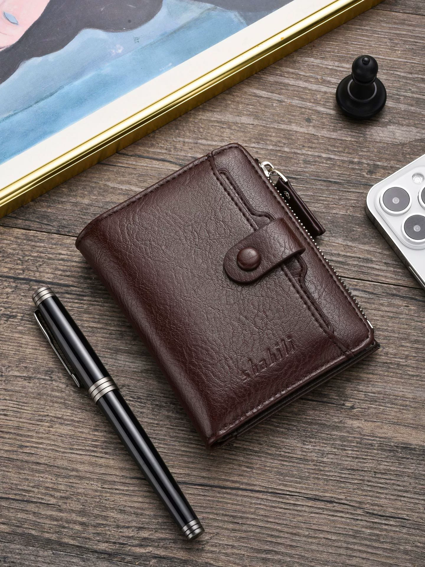 Short wallet, bag with zipper, capacious universal card holder