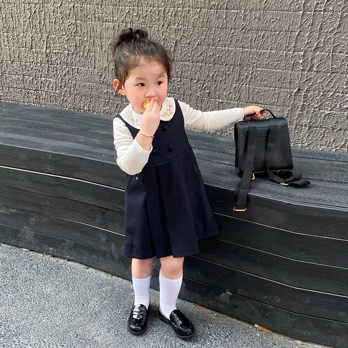 Korean Kidsren's Clothing, Girls' Dresses, Autumn Style Kidsren's Super Nice Navy Blue Vest Dress, Baby British Style Skirt