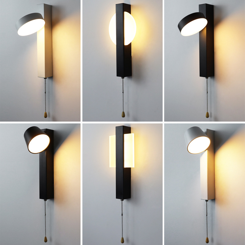 Transfronterizos modernos y simples LED interior lámpara de pared interior decoración del hogar dormitorio cabecera lámpara de cama habitación de hotel puede girar cabecera lámpara de pared