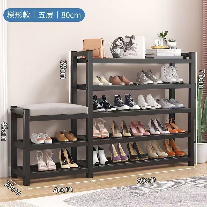 Shoe-Changing Bench with a Seat at the Entrance, Iron Shoe Rack, Simple and Luxurious Shoe Rack, Trendy Thickened Shoe Bench