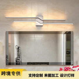 定制39.4英寸LED浴室镜前灯镜面拉丝镍5CCT调光现代浴室梳妆壁灯