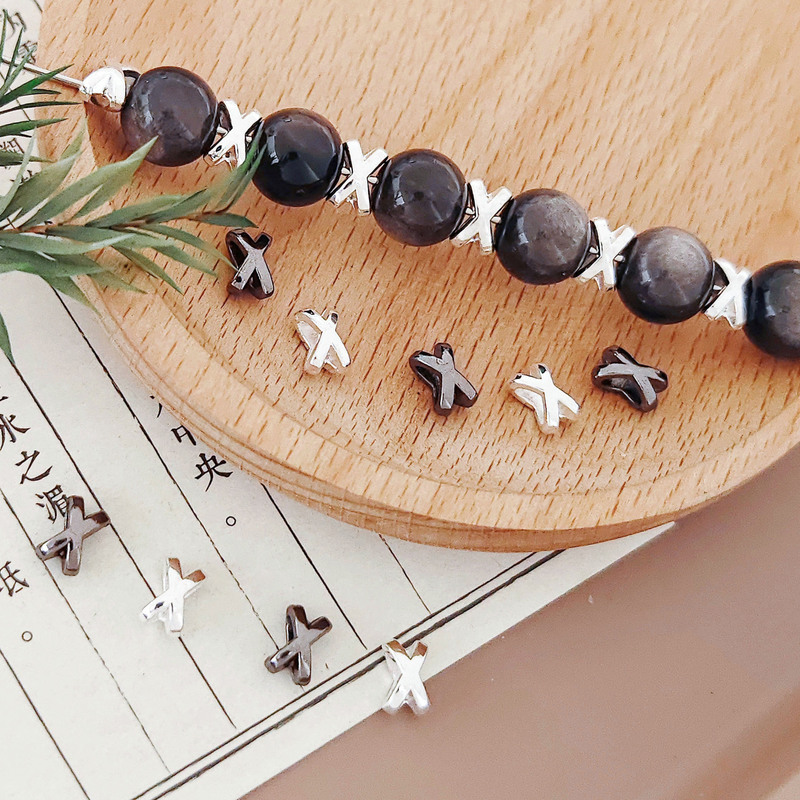 Through-hole X Bead Alloy Spacer Beads DIY Beaded Accessories Bracelet Beads Bracelet Bracelet Beads Play Bracelet Accessories Scattered Beads