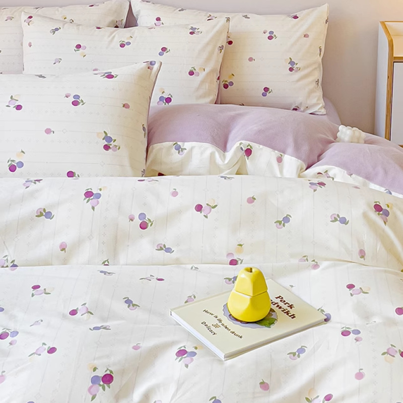 Juego de cuatro piezas de terciopelo de leche de algodón puro 2023 nuevo otoño e invierno más funda de edredón de sábana de terciopelo de coral juego de tres piezas