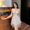 Retro sequin strapless high waisted dress with a luxurious and elegant summer vibe