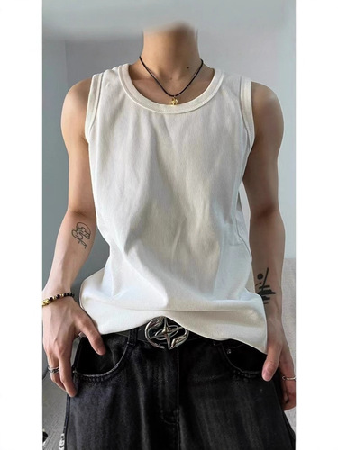 Ice silk thread foreign trade hot H-shirt men's summer American muscle-showing sleeveless T-shirt fitness sports men