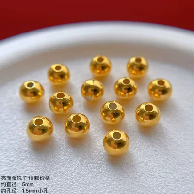 Zərgərlik ara hissələri Small Gold Beads, Spacer Beads, Round - 925-silver-gold-beads-3mm-dark-gold-10-pieces