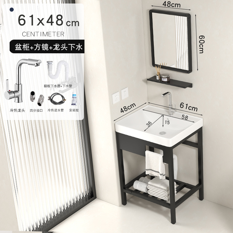 61x48cm soporte cuenca + lanzamiento + grifo + espejo cuadrado