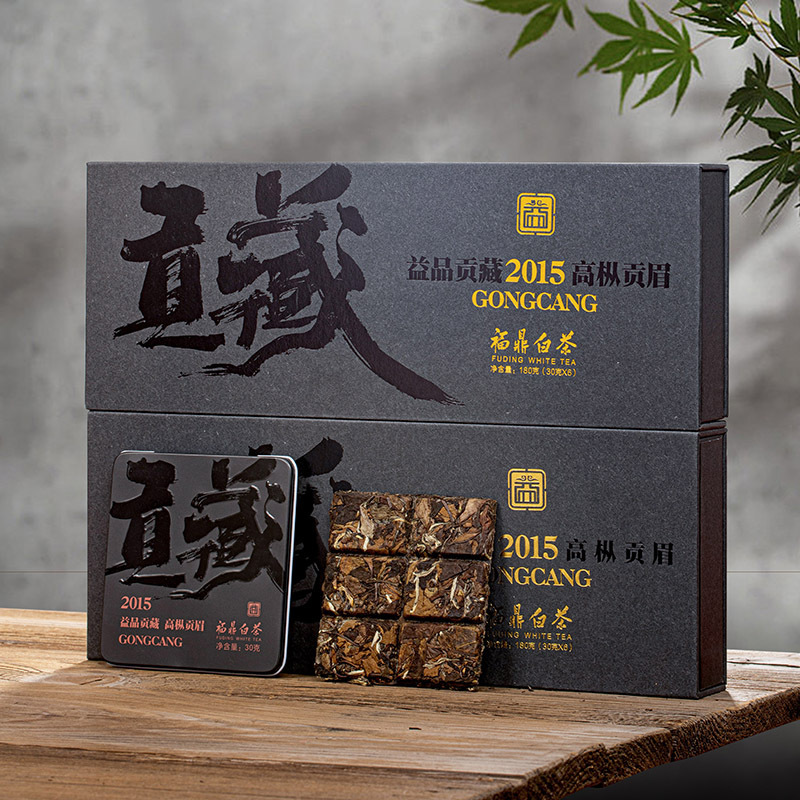 福鼎白茶 2015 小さな正方形のギフトメイチョコレートビスケット茶熟成デーツの香り古い白茶ギフトボックス 180 グラム|undefined