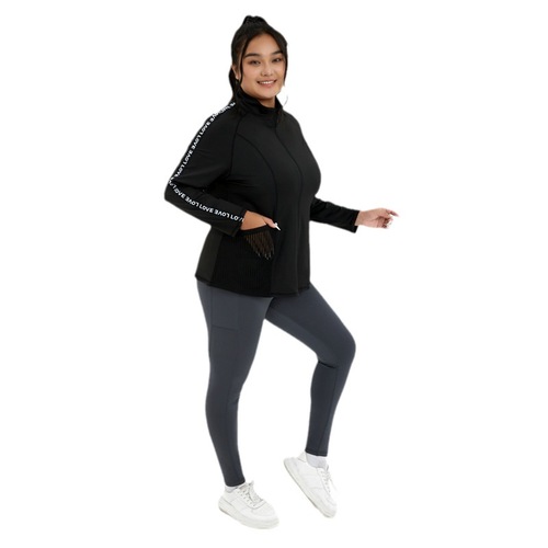 Women's Loose Fit Oversized Fitness Sportswear Set Elastic Hiding Fat Slimming Running Yoga Jacket for Plus Size over 200 lbs