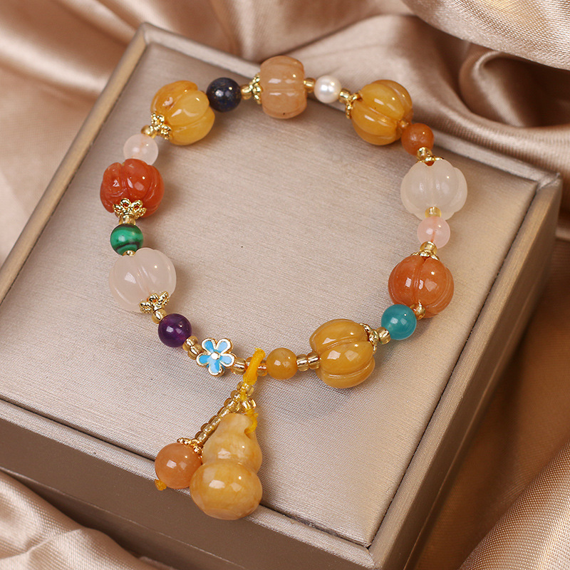 Moda Nacional Internet celebridad natural oro Jade calabaza cuentas calabaza colgante pulsera femenina pulsera regalo pulsera para novia image 2