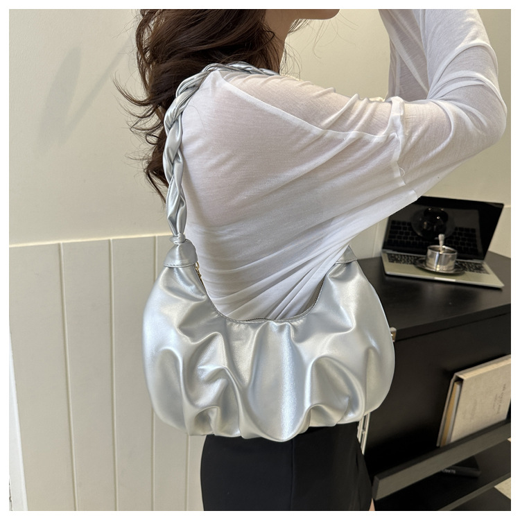 Cloud pleated single shoulder underarm bag with texture for women's 2024 new trendy internet celebrity handbag_senzul.com