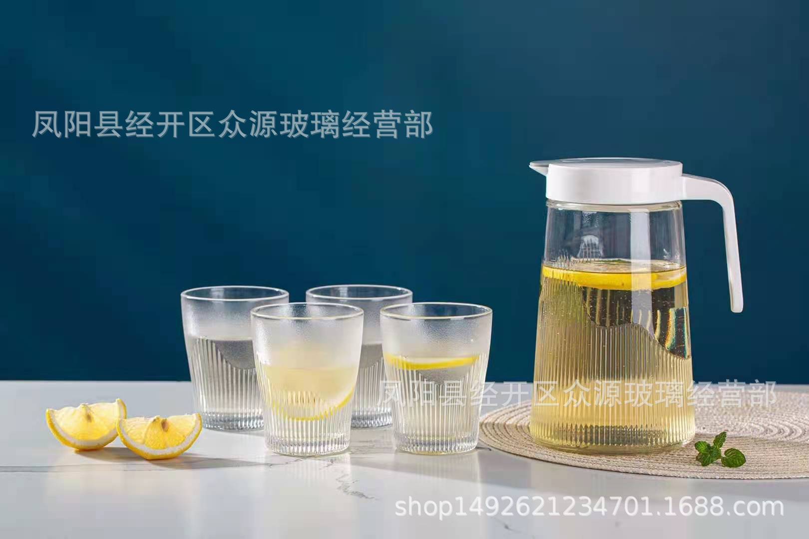 批發開業玻璃水壺禮品五件套節日活動玻璃杯子活動款