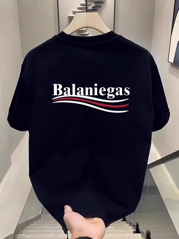 アメリカンBファミリートレンディブランド半袖Tシャツメンズ夏パリコーラロゴプリントルーズ男女兼用TシャツトレンディT|undefined