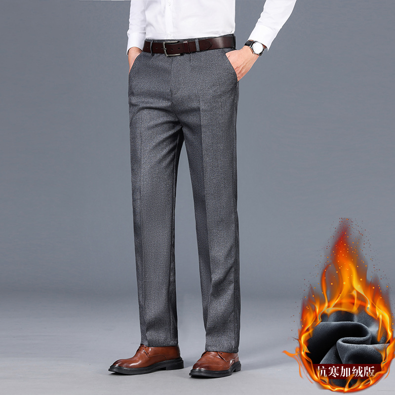 Pantalones Casuales de Negocios Estilo 2025 para Hombres de Mediana Edad y Mayores, Pantalones Casuales Gruesos con Forro Polar para Otoño e Invierno, Pantalones Largos para Papá