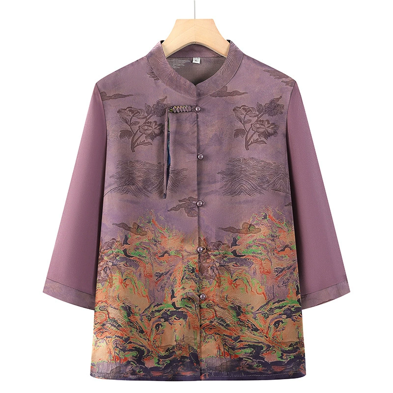 Средние и пожилые бабушки одеваются с рукавами из семи рукавов новая весна и лето мода