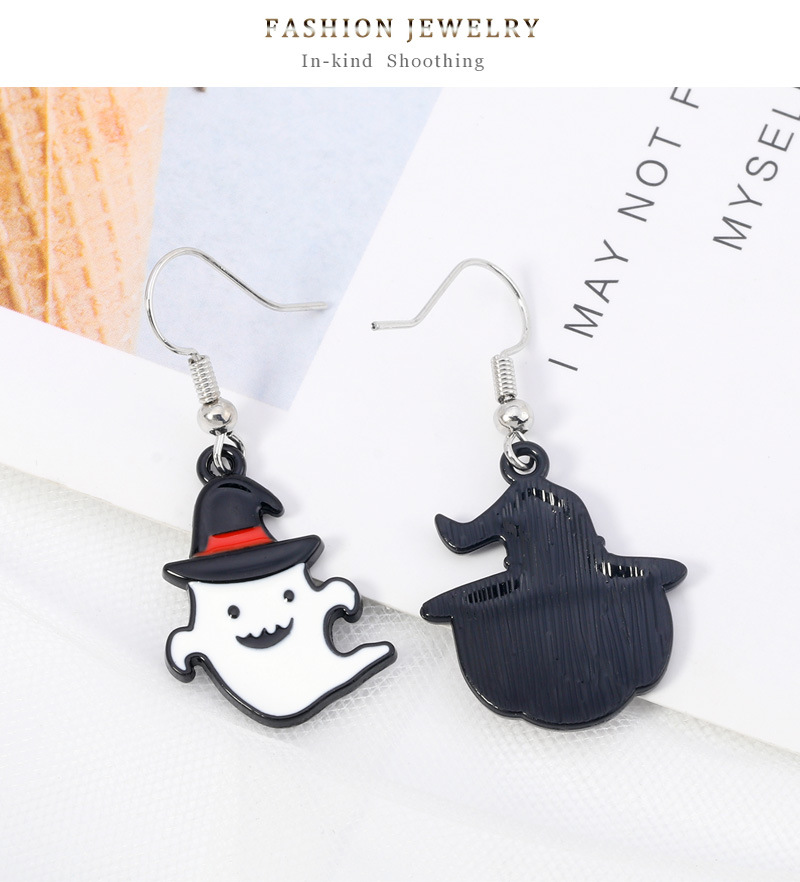 New European And American Halloween Funny Creative Magic Hat Pumpkin Ghost Earrings Holiday Cartoon Earrings display picture 6