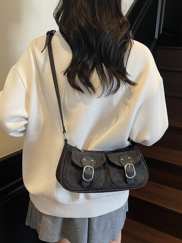 Casual coreano versátil bolso de hombro portátil nicho jeans ligero de lujo bolso de brazo nuevo tipo bolso de transporte