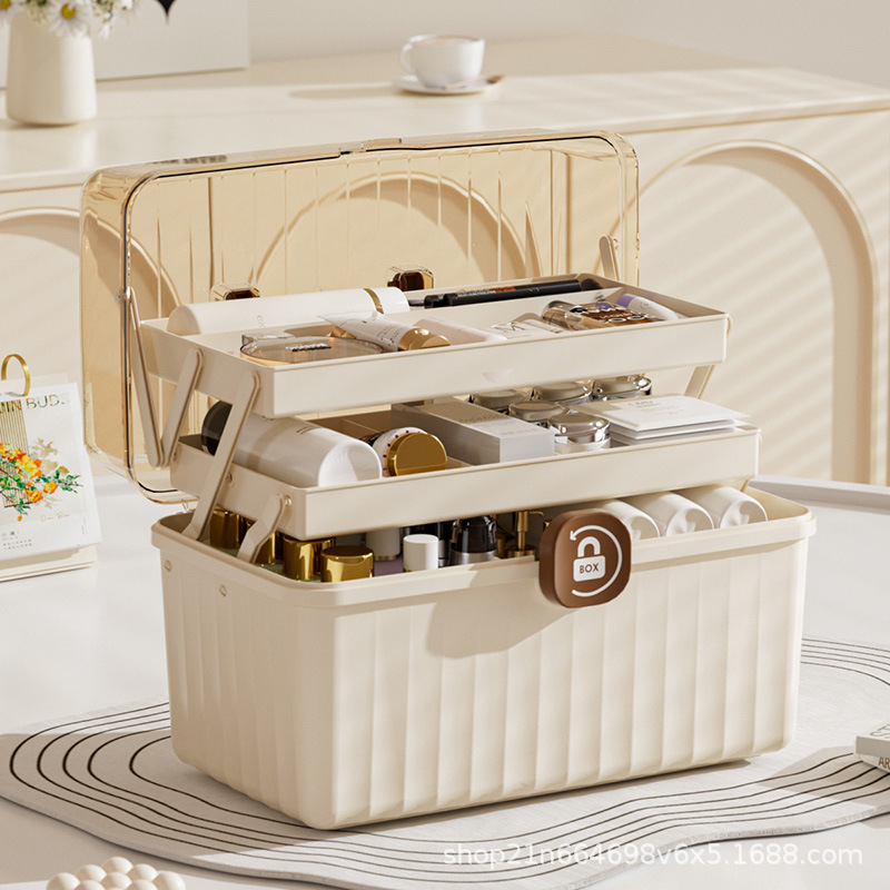 Portable Organizing Box, Large Art Tool Box, Household Cosmetics Storage Box, Multi-Layer Folding Storage Box