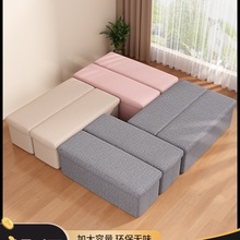 可坐收纳箱凳子布艺家用大容量长方形垫脚折叠储物箱整理盒筐
