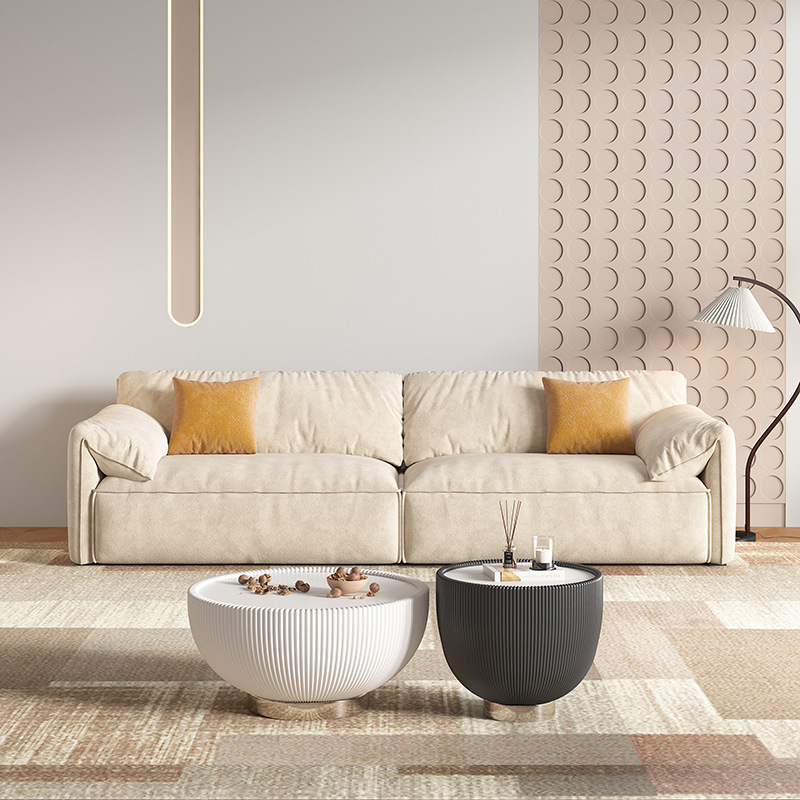 Sofá minimalista de terciopelo estilo oreja de elefante y pata de gato, sofá de tela tecnológica de lujo ligero para sala de estar de villa, personalizable.