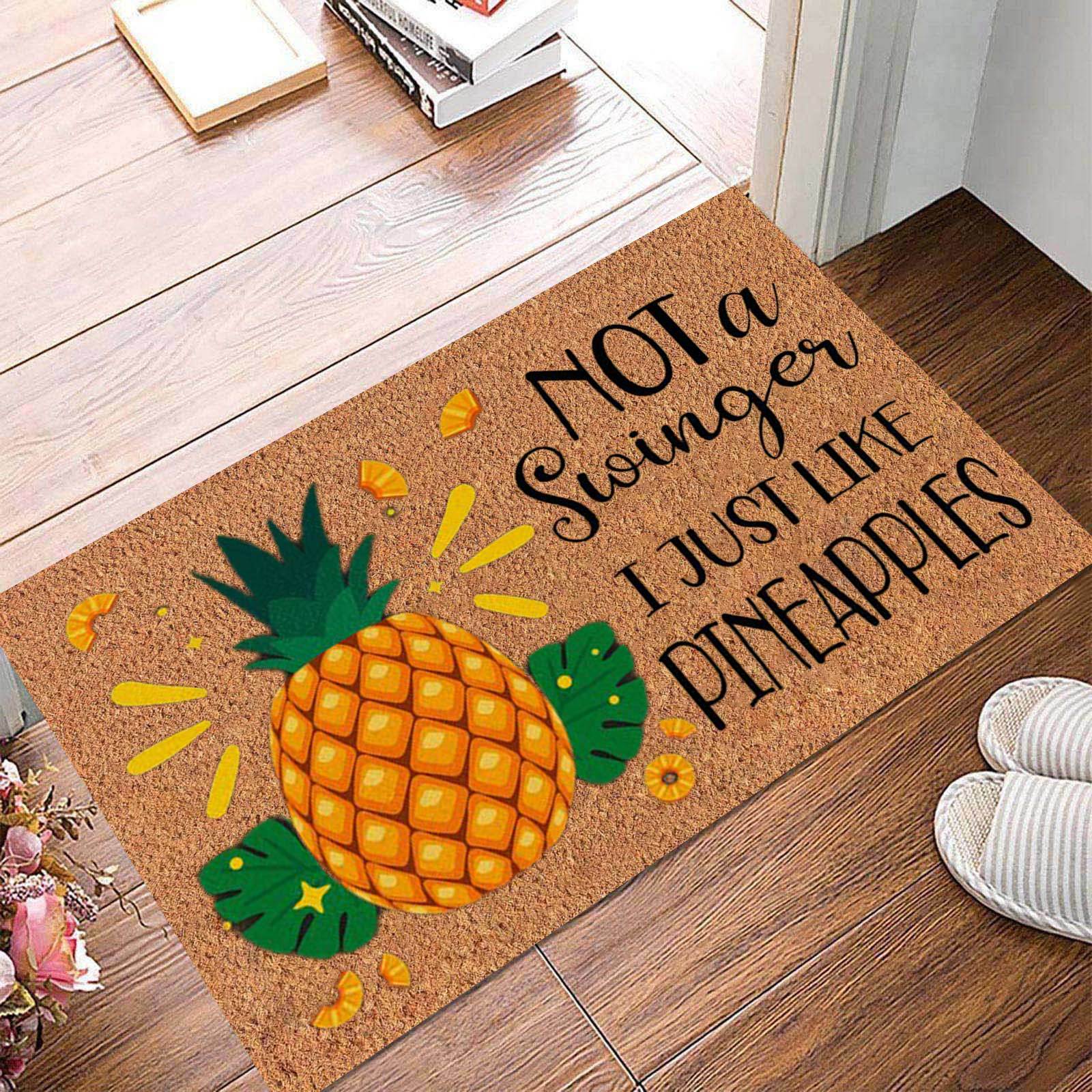 Großer Teppich mit Ananas-Element, rutschfeste Fußmatte für den Eingangsbereich, wasserabsorbierende Matte für Badezimmer und Küche_voghion.com