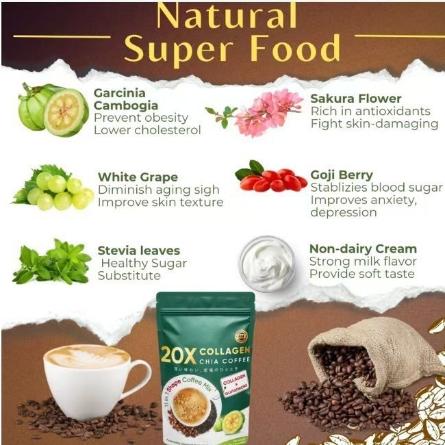 Collagen Chia Seed Original Instant Coffee 120g Sugar Free Drink Mix in use