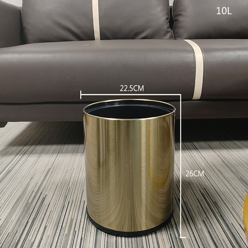 Luz nórdica de lujo basura hogar al por mayor de acero inoxidable de doble capa creativa ins estilo hierro dormitorio cuarto de baño papelera