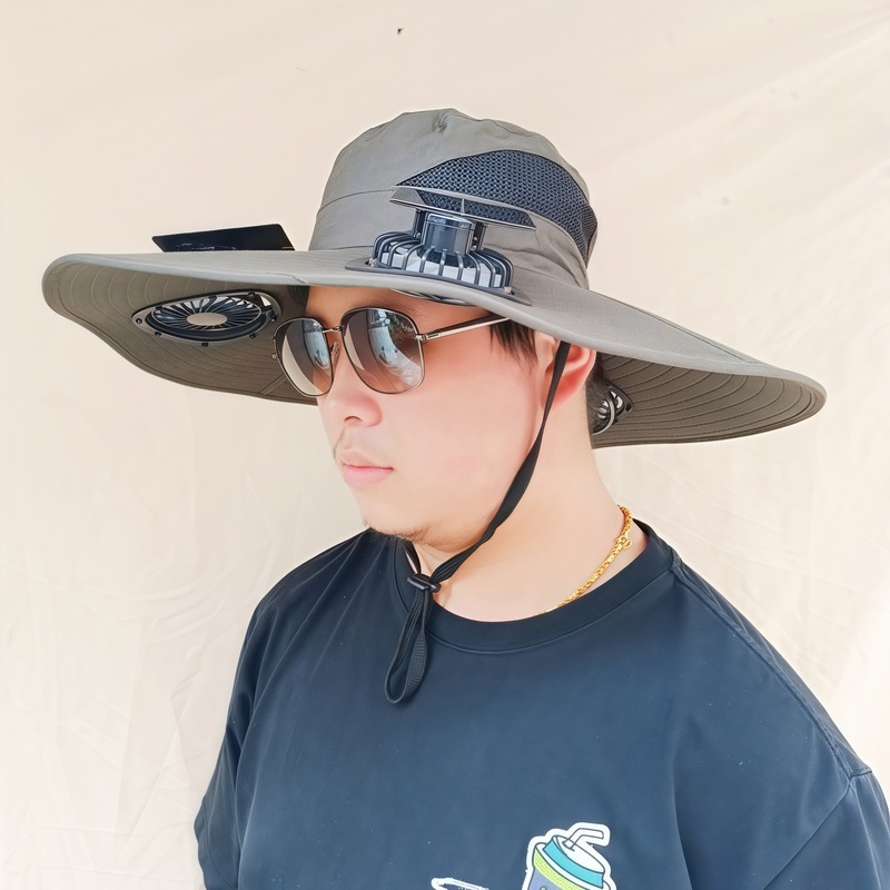 ソーラーファンキャップ釣り帽メンズアウトドア登山帽紫外線防止サンシェード漁師帽扇風機付き帽子|undefined