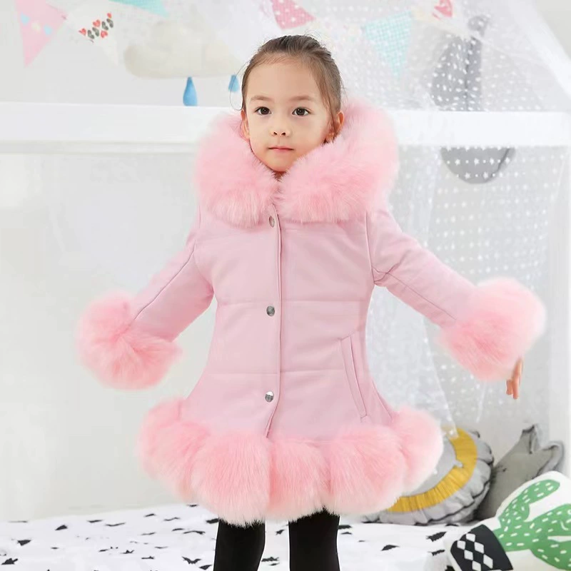 Children's fashionable long down jacket with hood, western style, mid-length