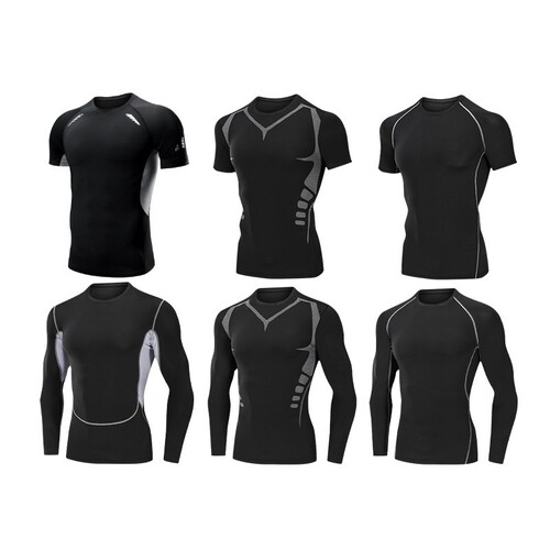 Quick-drying tights men's long-sleeved sports suit tops running fitness elastic basketball clothing bottoming spring and summer
