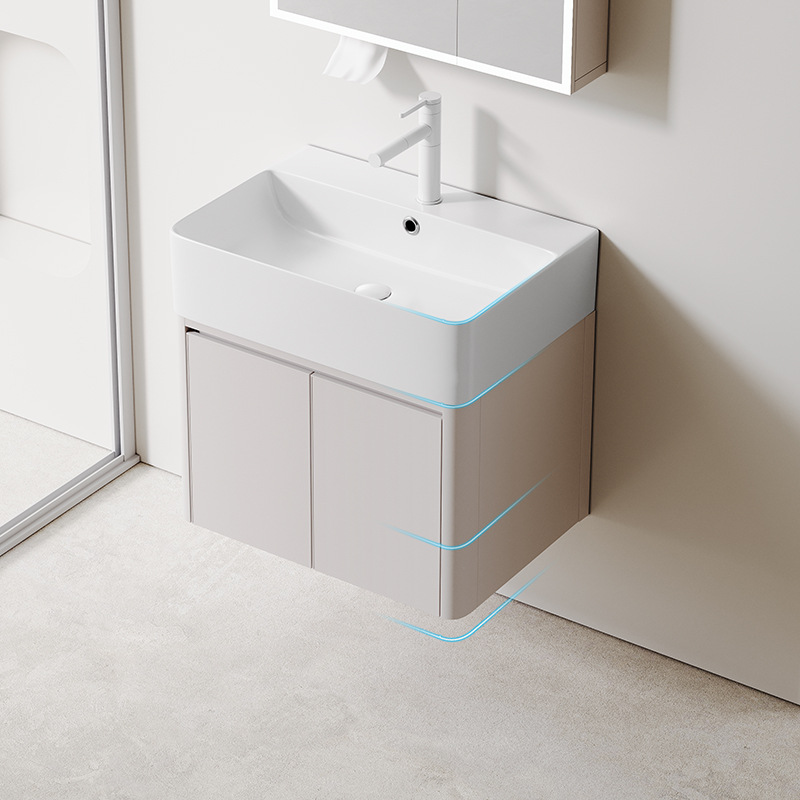 Cream-wind panal espacio de aluminio pequeño gabinete de baño tipo casa combinación cerámica todo en uno lavabo lavabo lavabo gabinete lavabo