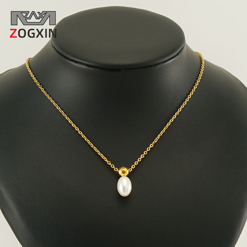 Transfronterizo europeo y americano nuevo collar de perlas de acero inoxidable de moda para mujer todo fósforo titanio acero textura luz collar de lujo en stock al por mayor