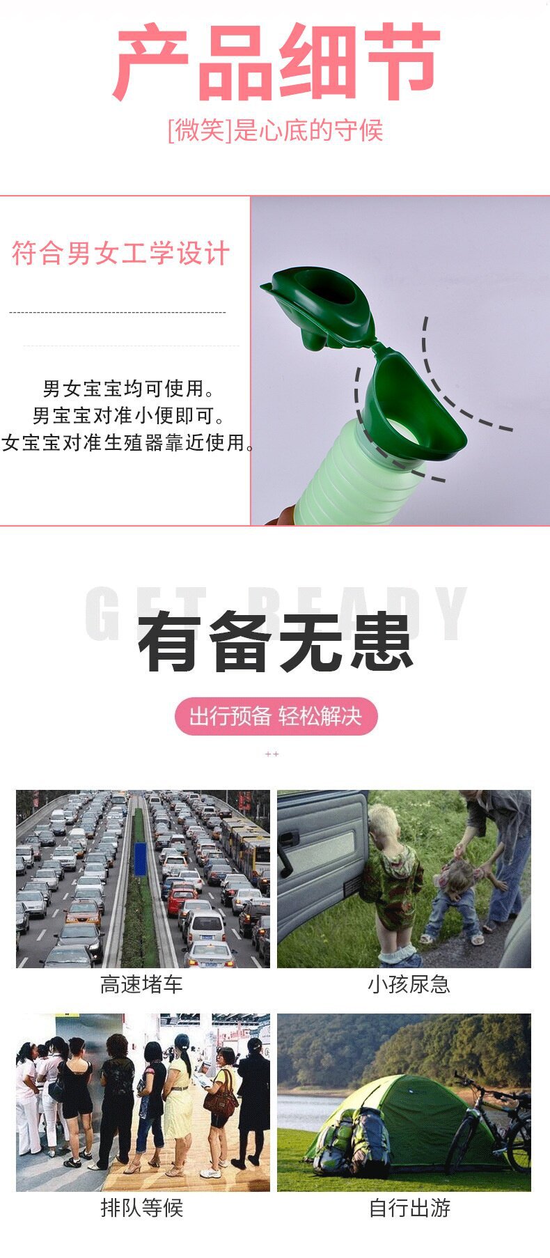 Unisex portable emergency urination device for vehicles, foldable urinal, car urinal, women's standing urinal