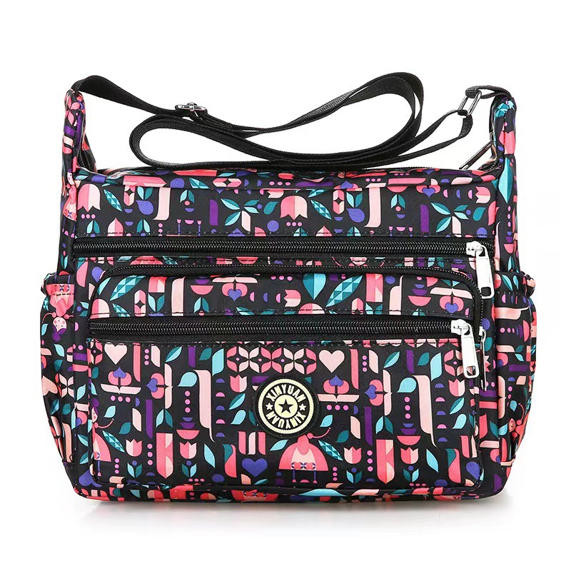 Bolsa de tela de flores bolsa de mensajero de las mujeres nueva bolsa de Madre de gran capacidad bolsa de hombro individual de mediana edad y ancianos bolsa de tela Oxford bolsa