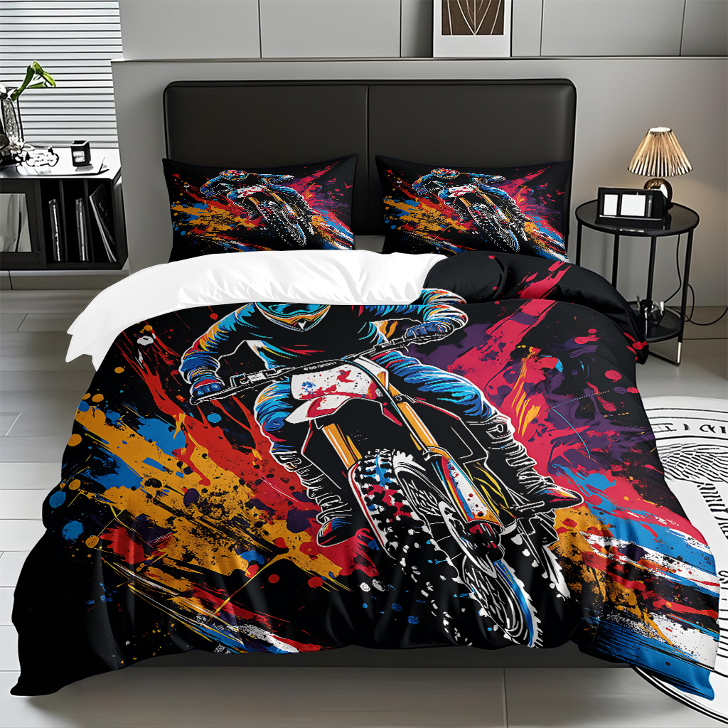 TEMU / JIT hogar transfronterizo motocicleta cool transpirable impresión digital colcha colcha