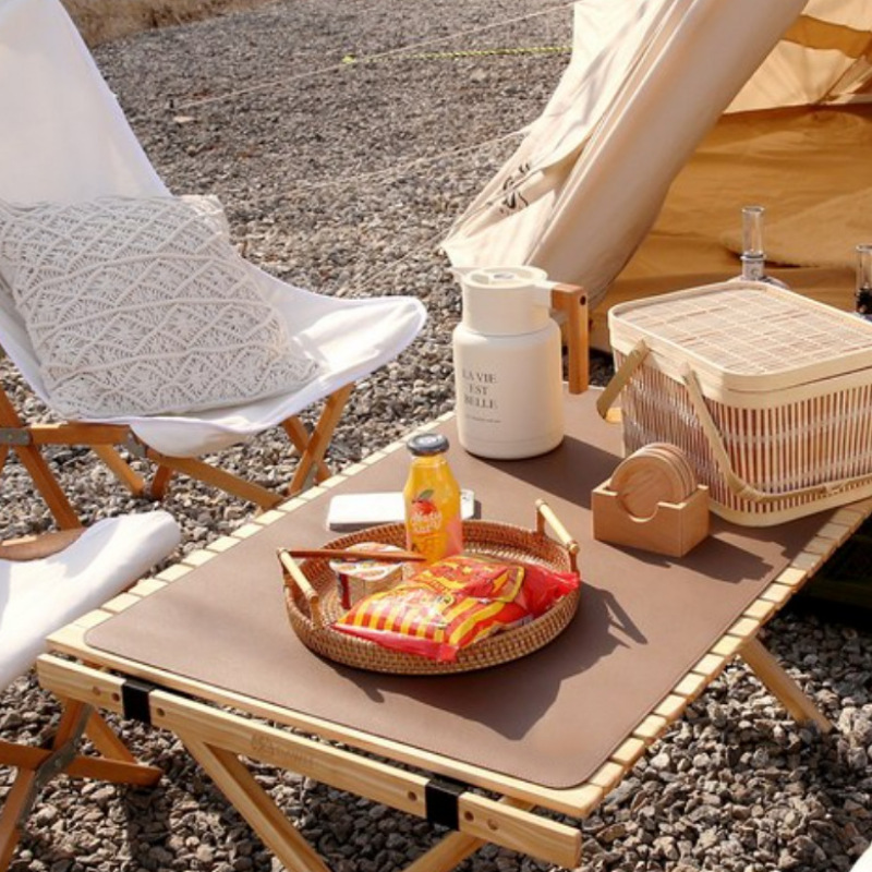 En stock acampar al aire libre mesa de rollo de huevo pu estera de mesa de cuero lavable alfombra de picnic alfombra de piso de gran tamaño estera de mesa mantel