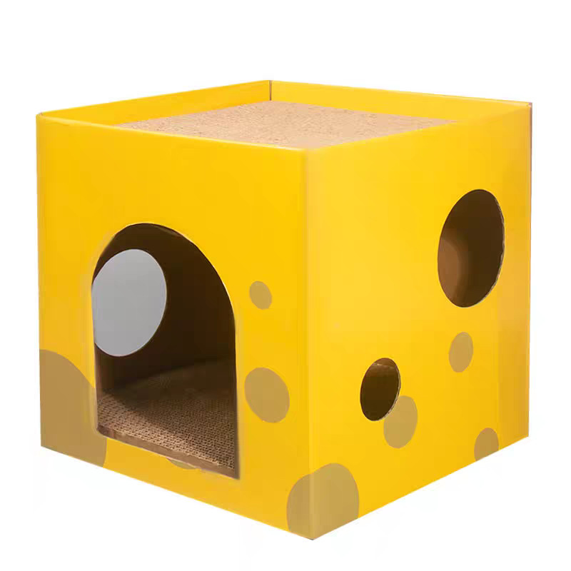 Caja de queso, tablero de agarre para gatos, rectificador de garras, papel corrugado, caja de doble capa cuadrada gruesa y resistente al desgaste, juguetes para gatos, stock al por mayor