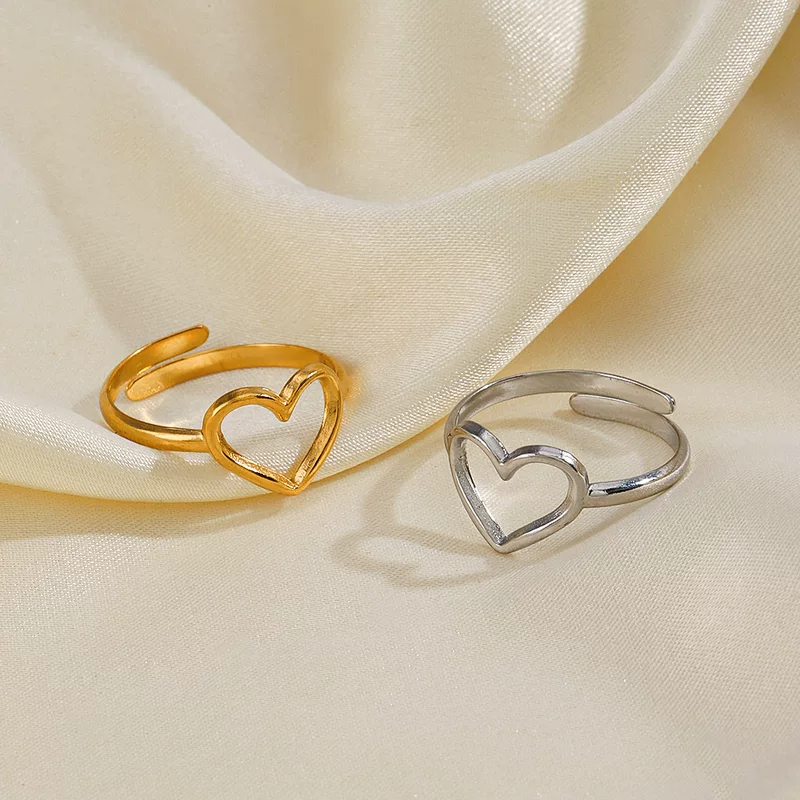 Brand fashionable universal ring stainless steel heart shaped, European style, 18 carat, wholesale