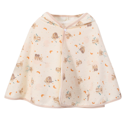 Children's autumn and winter quilted gauze cloak hooded baby going out warm cloak shawl baby warm blanket