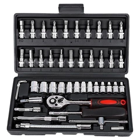 46 piezas de herramientas combinadas para automóviles y motocicletas, llave de trinquete multifuncional para el mantenimiento doméstico, llave de manga