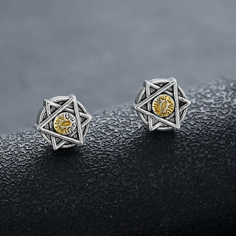 God's Eye Men's Trendy Personality Cool Style Hexagram Magnetic Ear Clip Fashion Hot-Selling Versatile Best-Selling_voghion.com