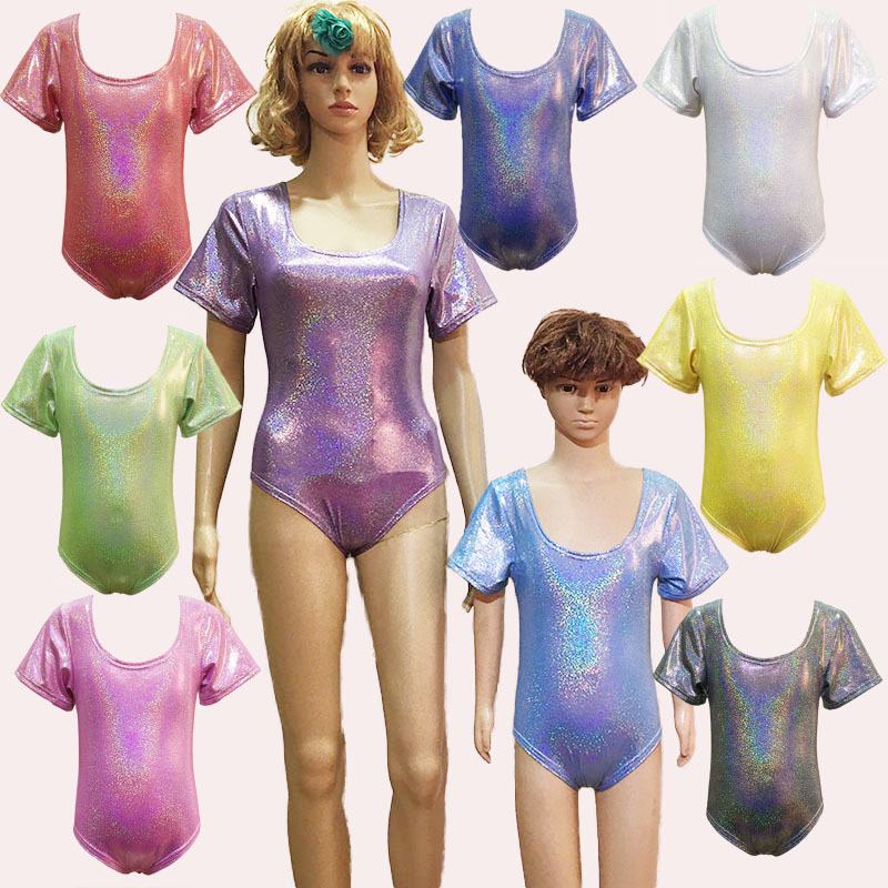 Cross-border Girls' Latin Athletic Gymnastics Suit Training Suit Shiny Short-sleeved Triangle Jumpsuit