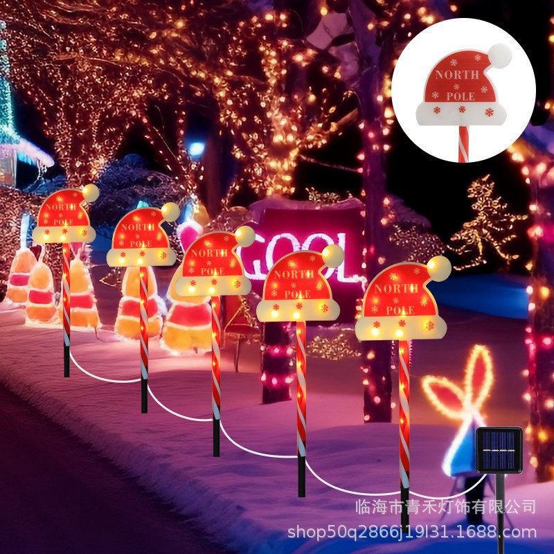 (2개) 국경 간 태양 에너지 직접 공급 크리스마스 캔디 바닥 조명 롤리팝 조명 바닥 목발 조명 휴일 장식 잔디 조명