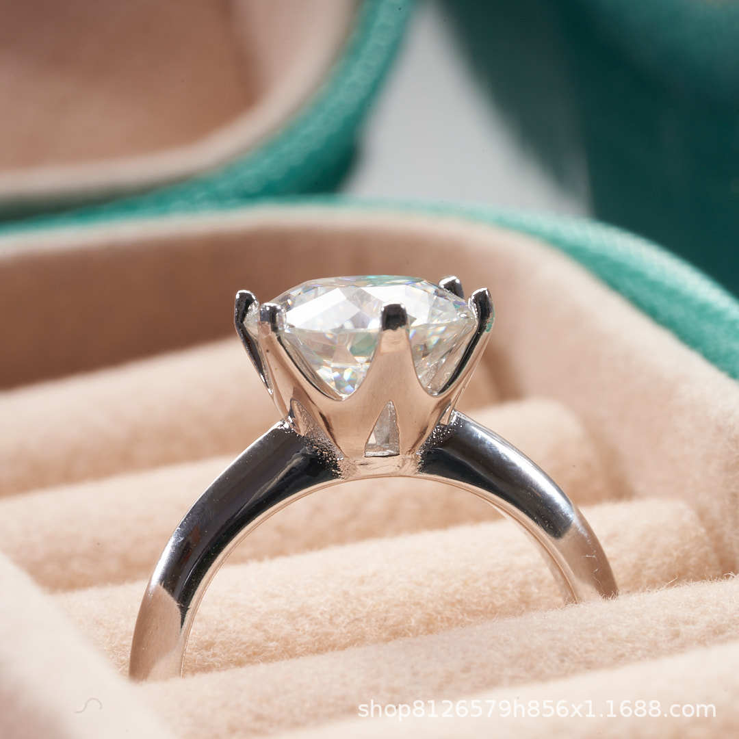 Anillo de piedra de mosaico de 123 quilates anillo de diamante clásico de mujer D buen color de fuego