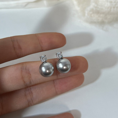 S999 sterling silver earrings for women small sweet potato Australian white real hemp lavender Princess Diana Shijia pearl earrings round earrings