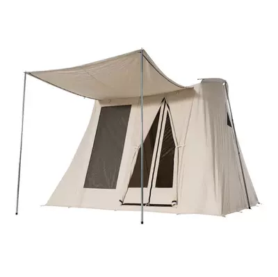 Spring Outdoor Camping American Spring Tent Multi-person Camping Luxury Rainproof Thickened Retro Bow Cotton Cloth (Çadırlar) - khaki-3-4-people