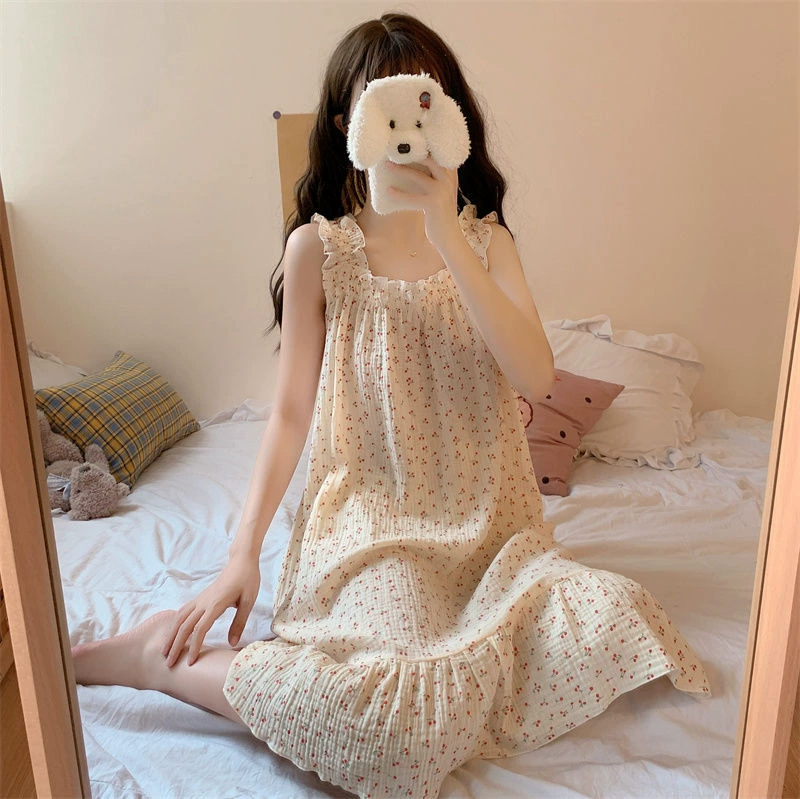 Слип-дизайн для лета, тонкая ночная рубашка по-французски, свободный крой, милые бретельки-рюши, разнообразные цвета